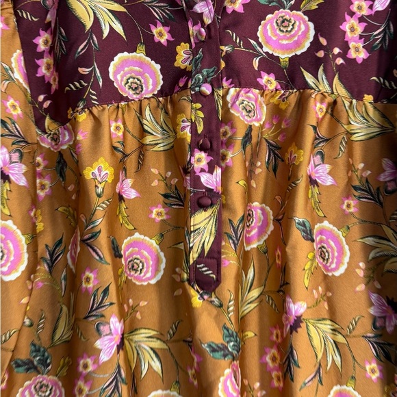 LOFT Floral Blouse in Mustard and Burgundy - Picture 6 of 8